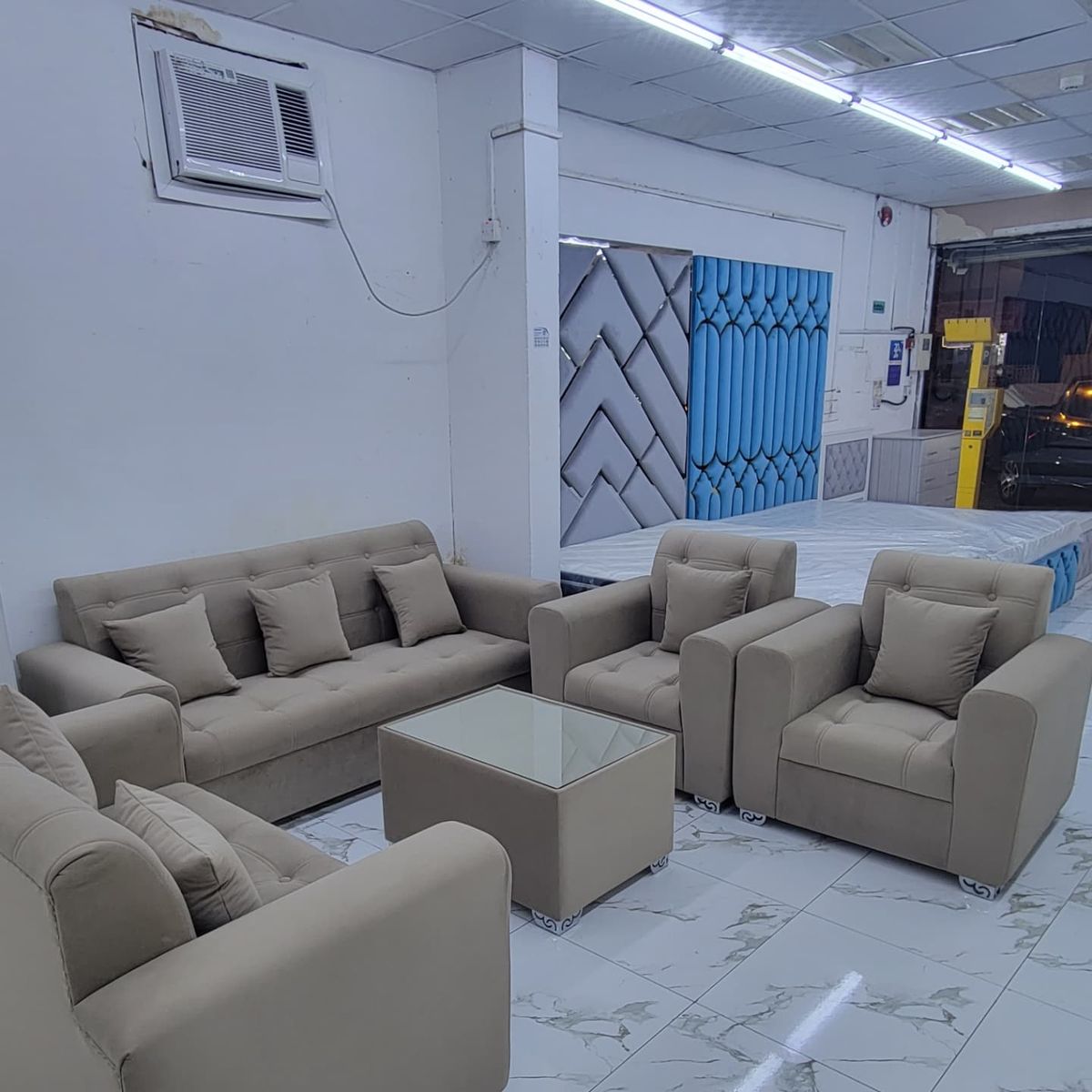 Beige Fabric Sofa & Armchair Set